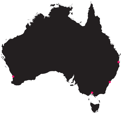 Map of POSMarket warehouse locations across Australia
